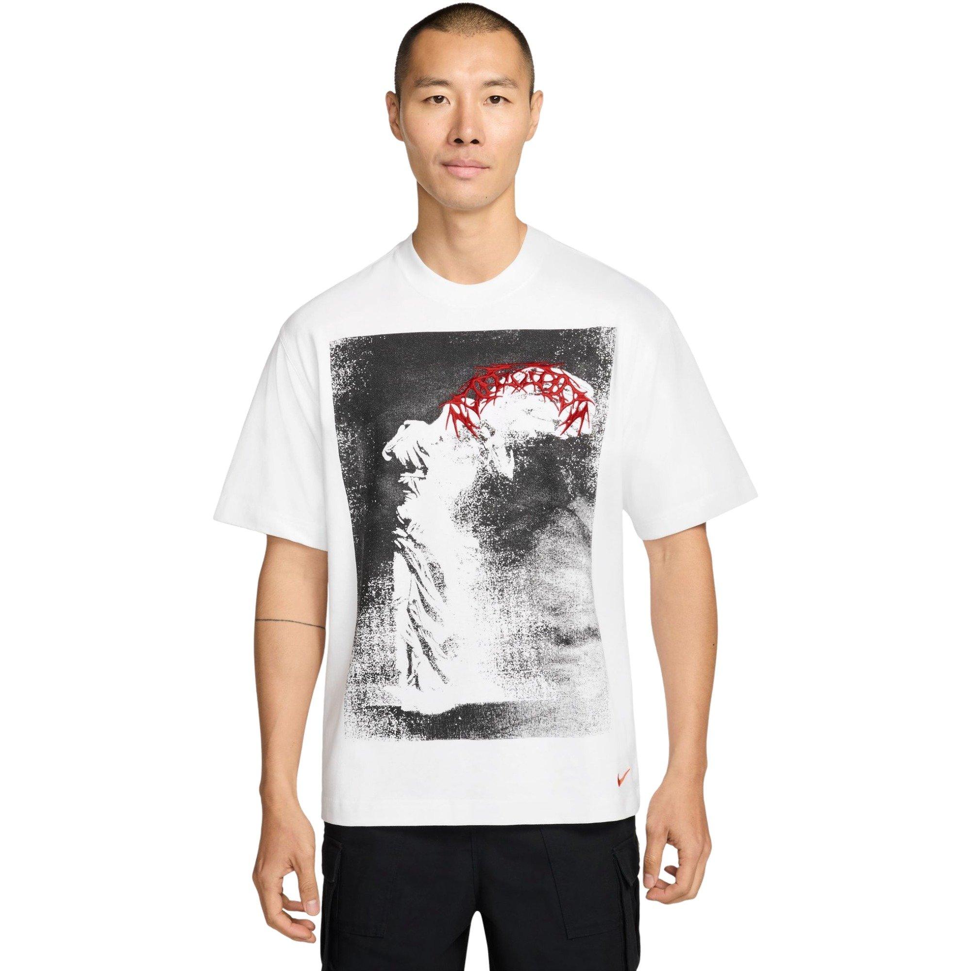 Nike Men's Sportswear LSE Dino Print Tee - White/Grey/Red - WHITE